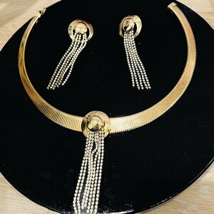 Joan Rivers Vintage Gold Collar and Tassel Earring Set